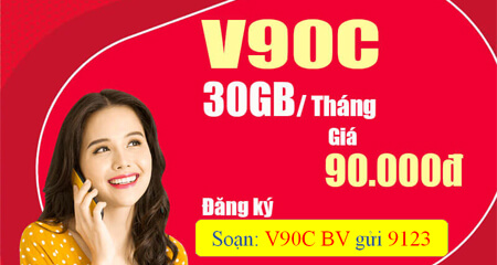 Đăng ký gói cước V90C Viettel chỉ với 90.000đ có ngay 30GB