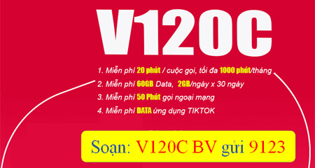 Đăng ký gói cước V120C Viettel lướt web thả ga trọn gói