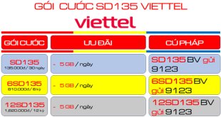 Đăng ký gói cước SD135 Viettel ưu đãi data khủng 5GB/ngày chỉ với 135K/tháng