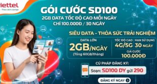 Gói Cước SD100 Viettel– Ưu Đãi 2GB/Ngày Chỉ Với 100.000đ